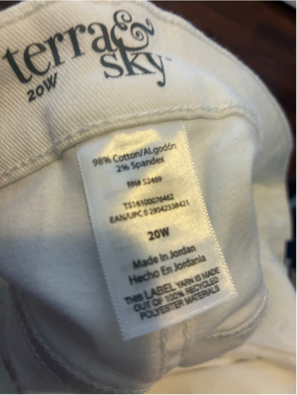 Women's Terra & Sky Straight Leg Jeans White Size 20W - Picture 5 of 7